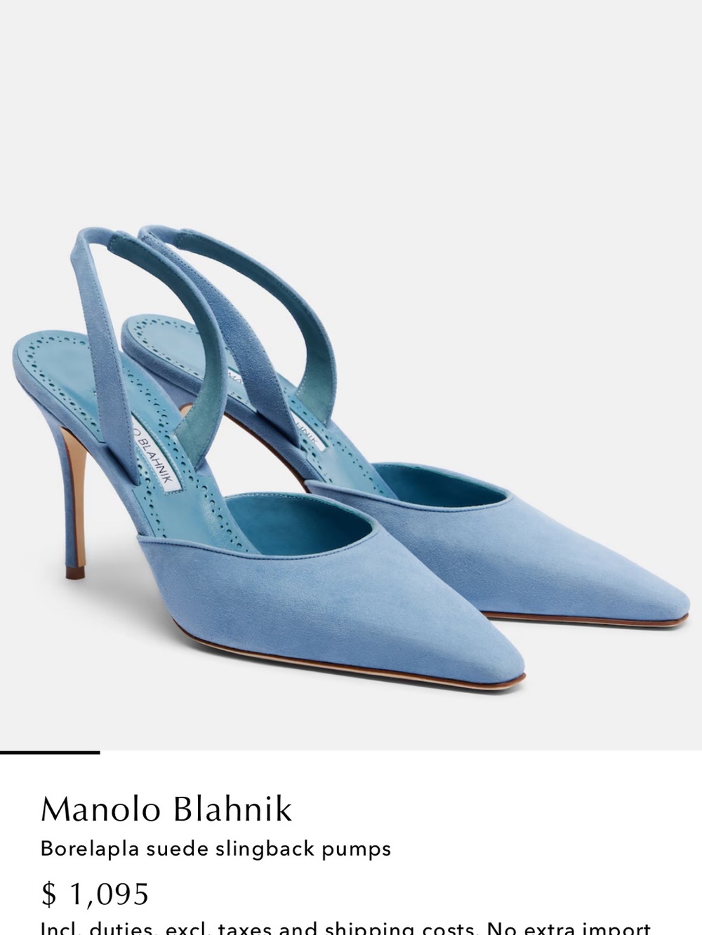 Manolo Blahnik Powder Blue Suede Slingback Pumps